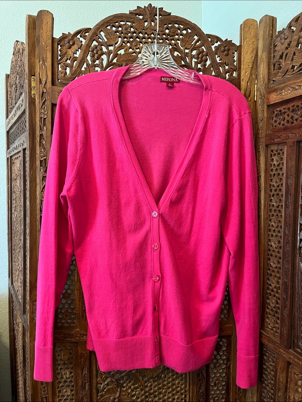Merona Bright Pink V-Neck Button Front Cardigan